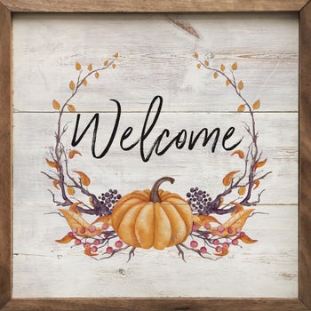 Welcome Bittersweet Wreath Whitewash